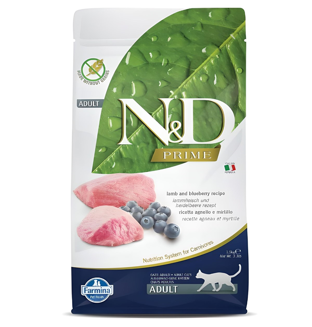 N&D Kuzu Ve Yaban Mersinli Yetişkin Kedi Maması 1,5 Kg