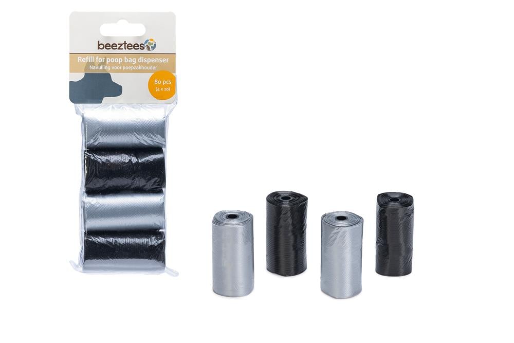 Beeztees Köpek Dışkı Toplama Poşeti, Siyah Gri, 4x20Adet