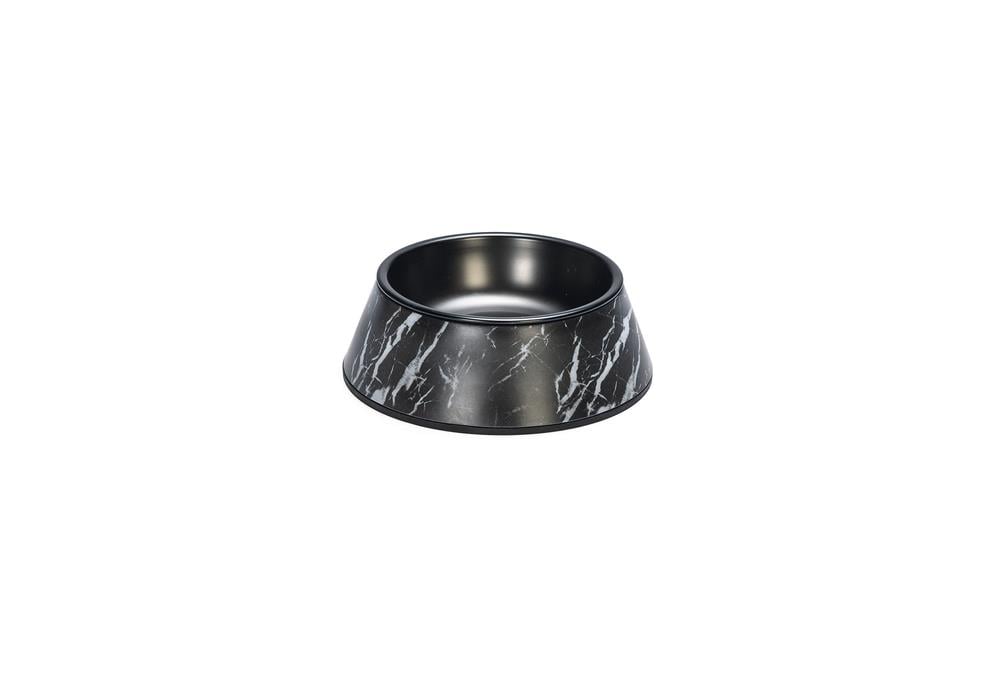 Beeztees DBL Köpek Mama Su Kabı, Mat Siyah Paslanmaz Çelik, Siyah Mermer Görünümlü, 14cm, 160ml