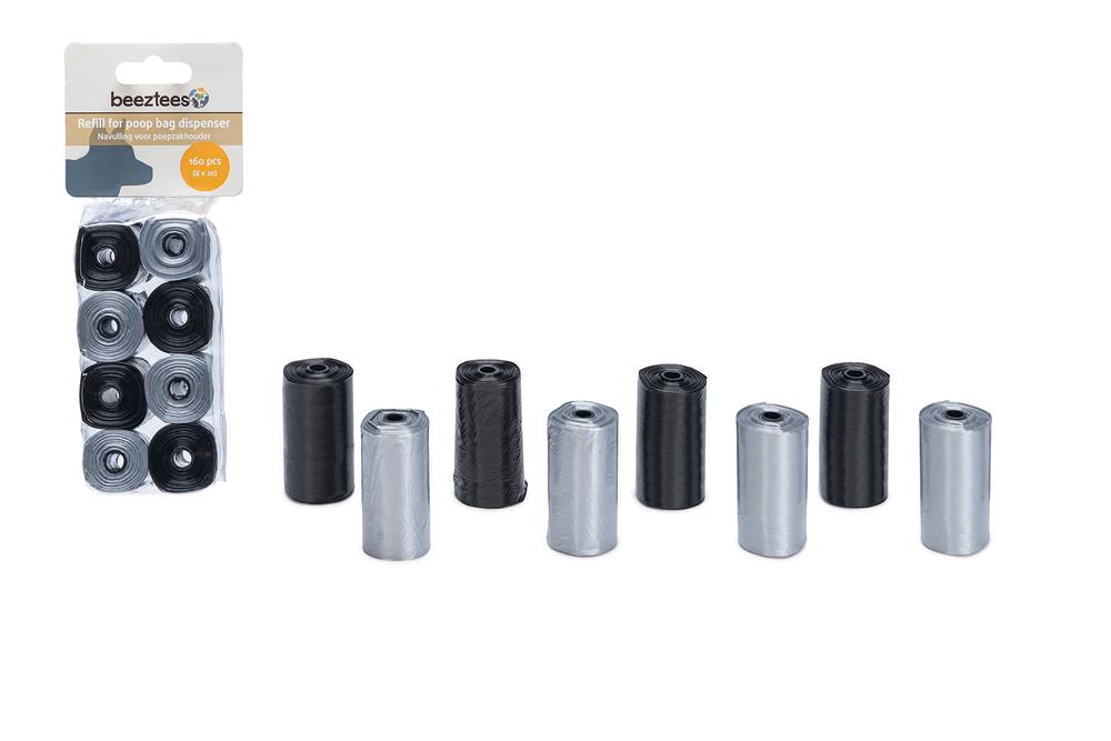 Beeztees Köpek Dışkı Toplama Poşeti, Siyah Gri, 8x20Adet