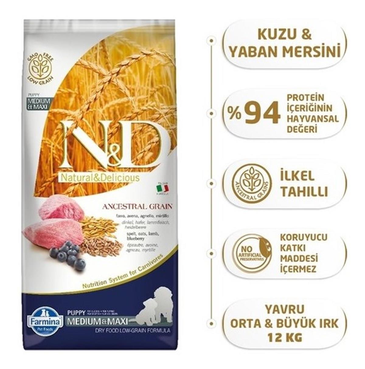 N&D Low Kuzu&Yaban Mersin Orta Büyük Irk Yavru Köpek Maması 12 Kg