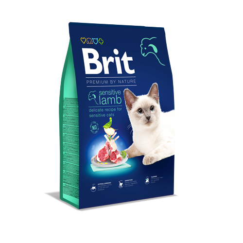 Brit Premium By Nature Hassas Sindirime Sahip Kediler İçin, Kuzu Etli Kuru Mama 8 kg