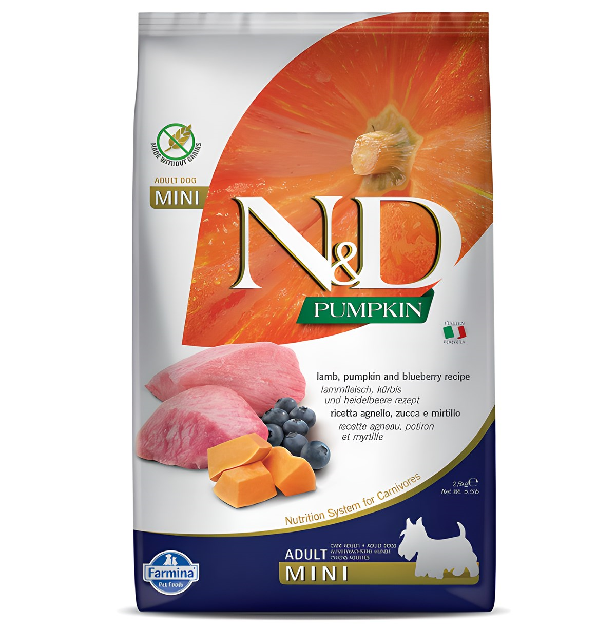 N&D Pumpkin Tahılsız Kuzu Küçük Irk Yetişkin Köpek Maması 2,5 Kg