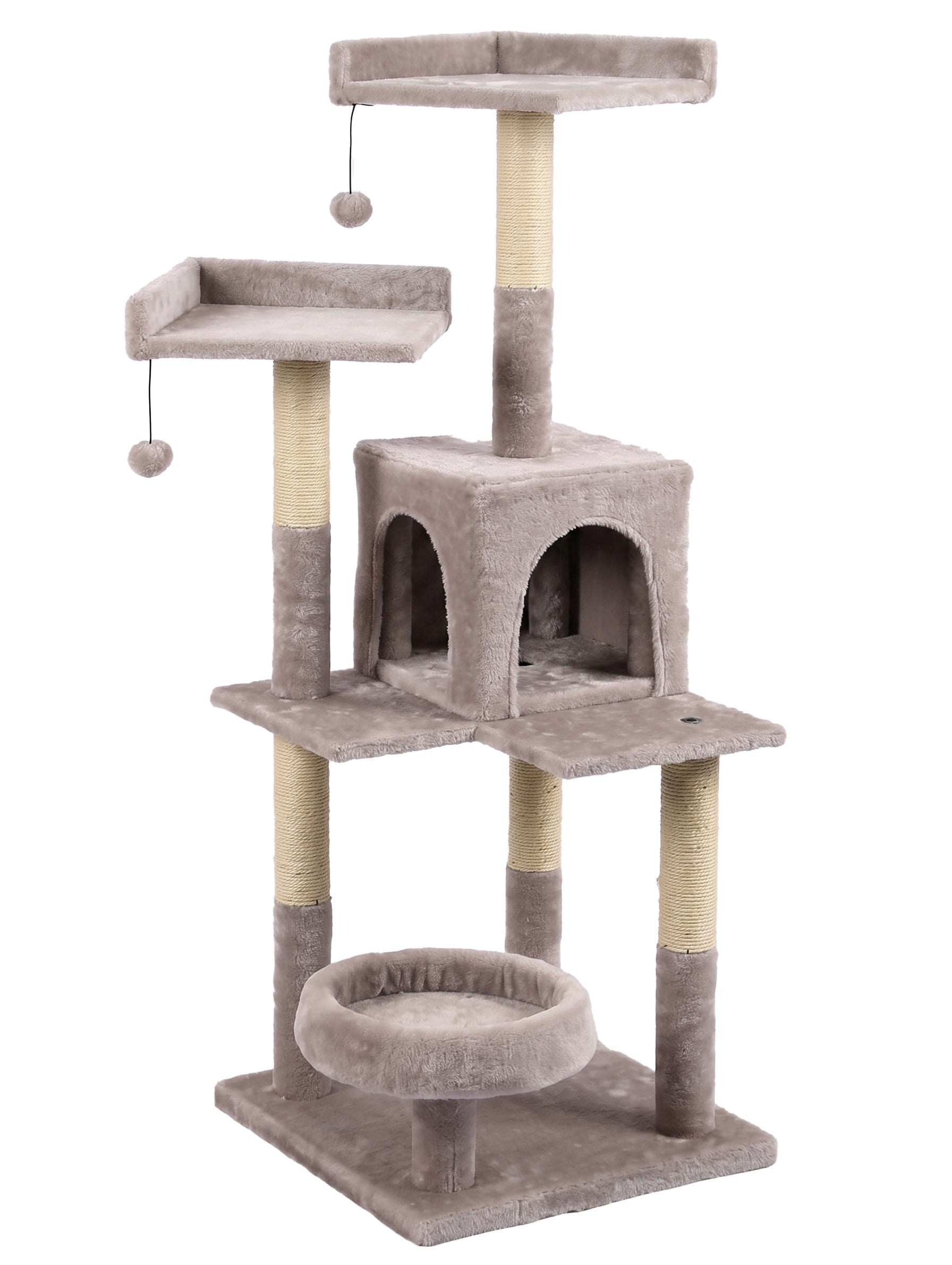 Tommy Çok Katlı Lüks Kedi 45x45x121 Evli Tırmalama Bej