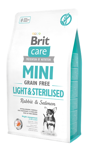 Brit Care Mini Irk Kısırlaştırılmış Köpekler İçin, Tahılsız, Hipoalerjenik Tavşan Etli Ve Somonlu Kuru Mama 2 kg