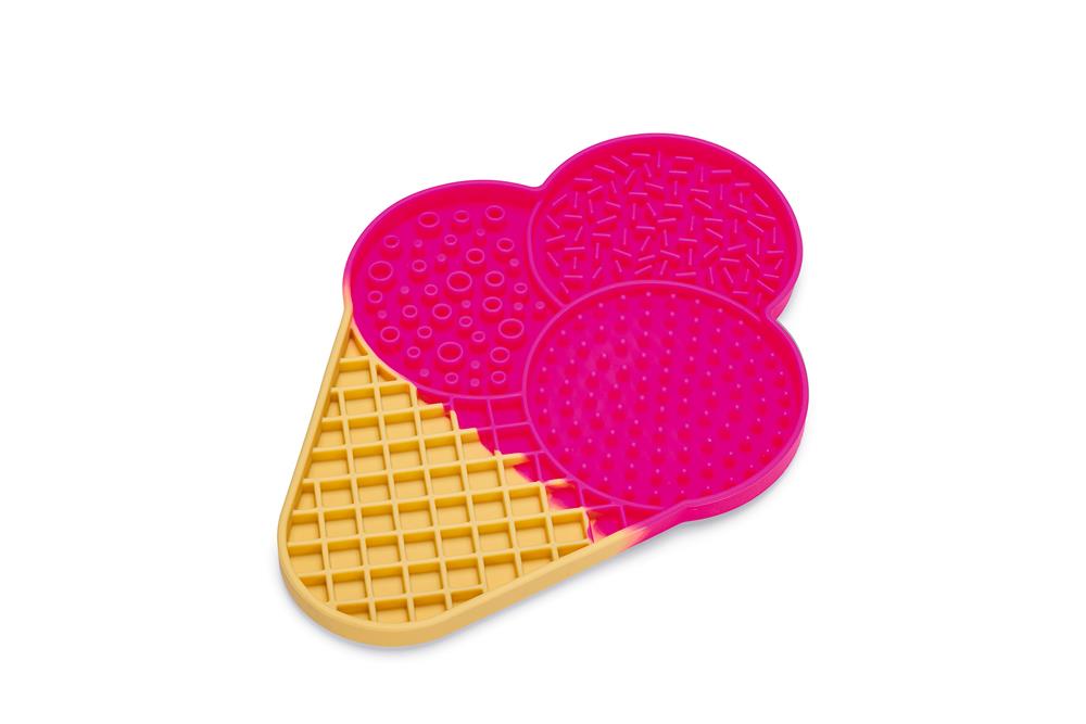 Beeztees Yavru Köpek Yaş Mama Yeme Oyuncağı, Dondurma Şeklinde, Silikon, Pembe, 21x15cm