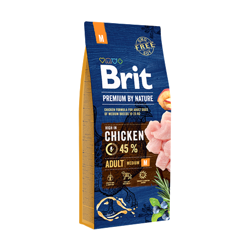 Brit Premium By Nature Orta Irk Yetişkin Köpekler İçin, Tavuk Etli Kuru Mama 15 kg