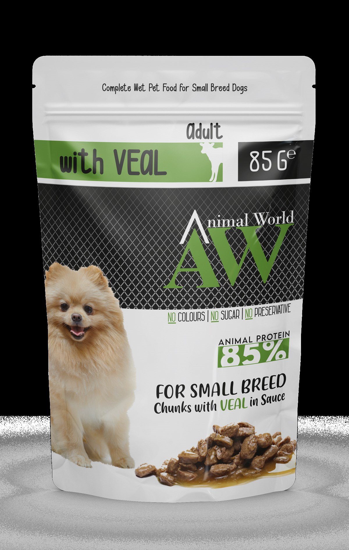Animal World Küçük Irk Soslu Dana Etli Köpek Konservesi 85 gr
