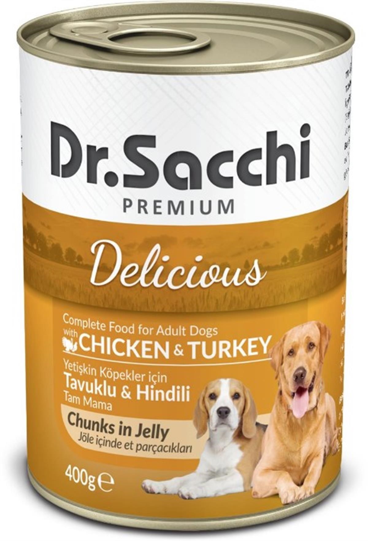 Dr.Sacchi Tavuklu Hindili Köpek Konservesi 400 Gr
