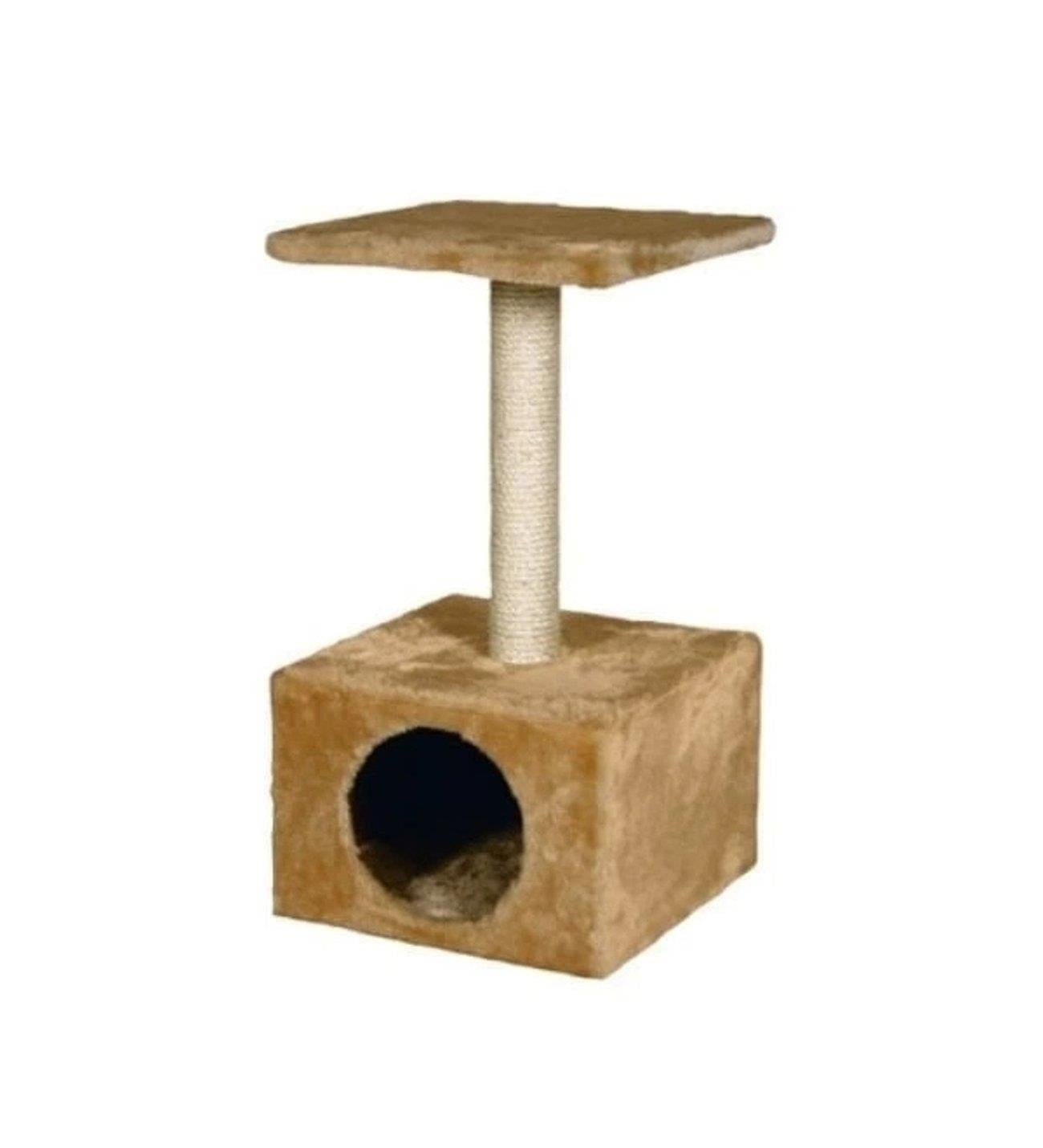 Karlıe Ametist Tırmalama Tahtalı Katlı Kedi Evi Bej (30x30x55)