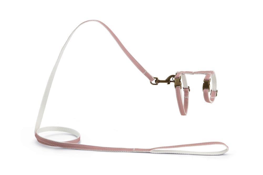 Beeztees DBL Kedi Göğüs Tasması ve Gezdirme Kayışı, 130cm, Pudra Pembe, 27-45cm