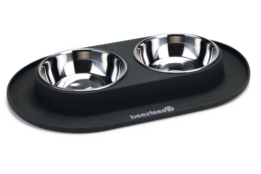 Beeztees Köpek İkili Mama ve Su Kabı, Paslanmaz Çelik, 40x24cm, 2x500ml