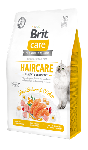 Brit Care Sağlıklı Cilt ve Parlak Tüy Bakımı, Yetişkin Kediler İçin Tahılsız, Hipoalerjenik, Taze Somonlu ve Tavuk Etli Kuru Mama 2 kg