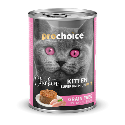 Prochoice Yavru Kediler İçin, Tahılsız, Tavuk Etli Ezme Konserve 12x400 gr