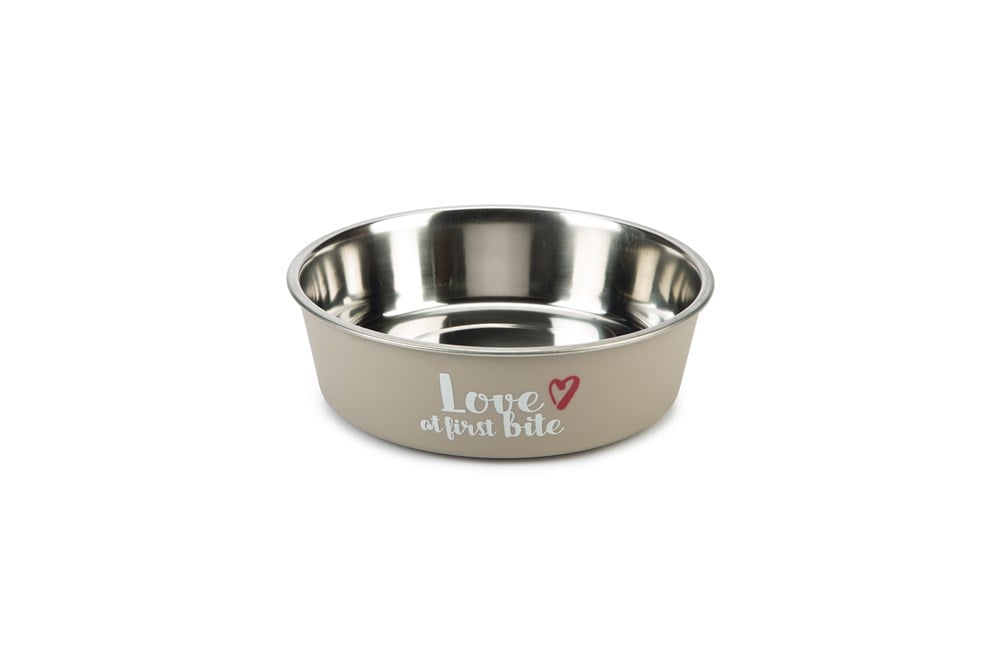 Beeztees Köpek Mama Su Kabı, Paslanmaz Çelik, Gri, 14cm, 450ml