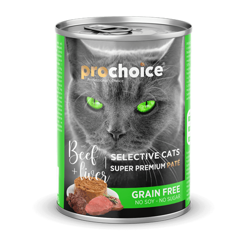 Prochoice Yetişkin Seçici Kediler İçin, Tahılsız, Sığır Etli Ve Ciğerli Ezme Konsreve 12x400 gr