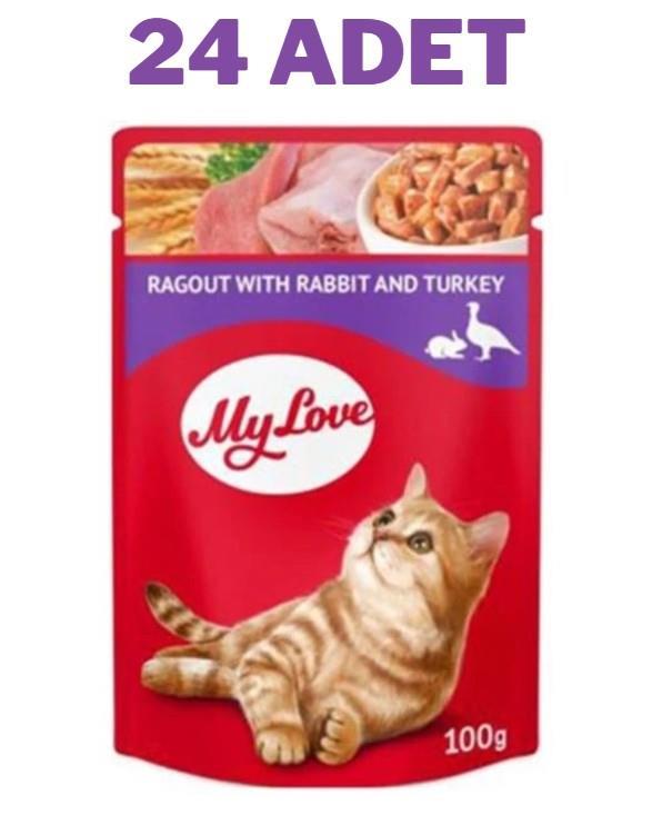 My Love Tavşanlı Ve Hindi Etli Yahni Pouch Kedi Maması 24x100 Gr