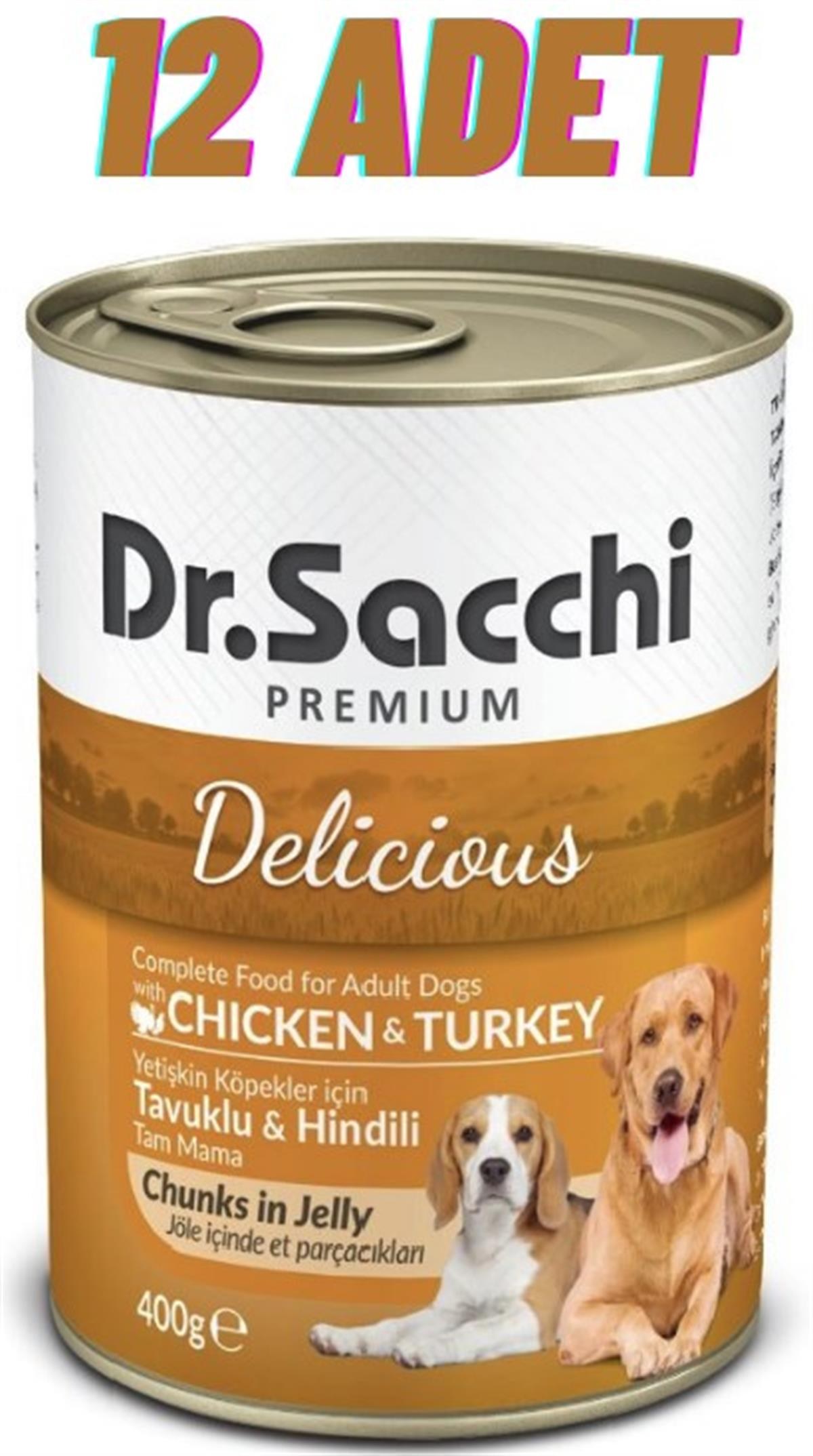 Dr.Sacchi Tavuklu Hindili Köpek Konservesi 12x400 Gr