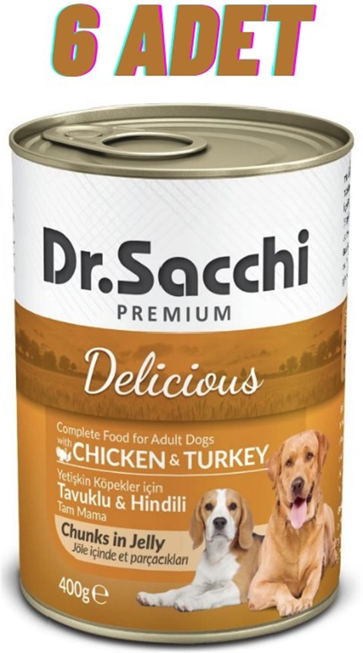 Dr.Sacchi Tavuklu Hindili Köpek Konservesi 6x400 Gr