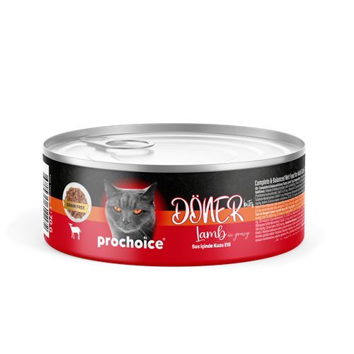 Prochoice Döner Lamb, Sos İçinde Kuzu Etli Tam & Dengeli Yetişkin Kedi Konservesi 12x70gr
