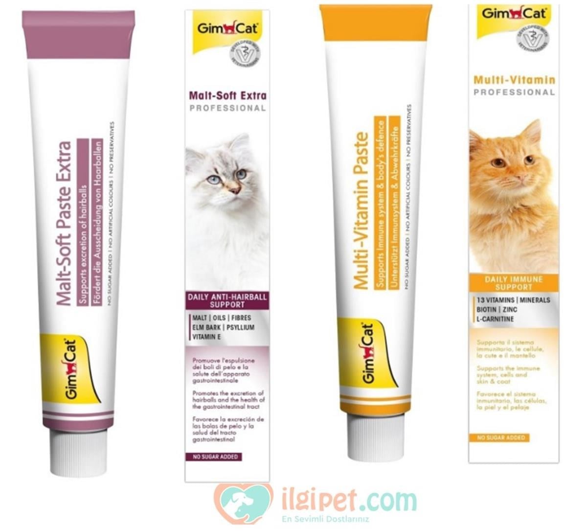 Gimcat Malt Soft Extra 100 gr + Multi-Vitamin 100 gr Kedi Macunu