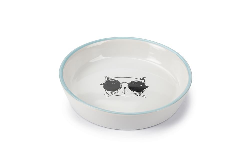 Beeztees Kedi Mama Su Kabı, Seramik, Beyaz, 16cm, 300ml