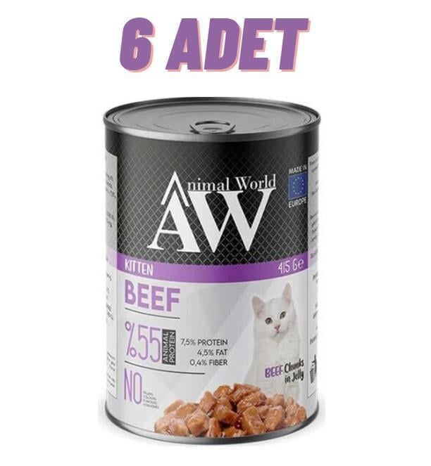 Animal World Kitten Beef Jelly Yavru Kedi Konservesi 6x415 Gr