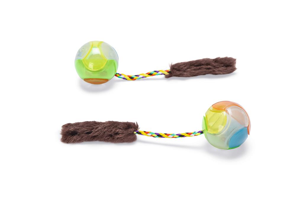 Beeztees Kedi Oyuncağı, Kuyruklu Top, 2 Adet,  Çeşitli Renklerde, 18x4,5x4,5cm