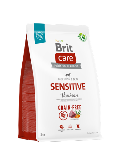 Brit Care Sindirim Sistemi, Gıda İntoleransı Ve Deri Hassasiyetine Sahip Köpekler İçin, Tahılsız, Geyik Etli Kuru Mama 3 kg