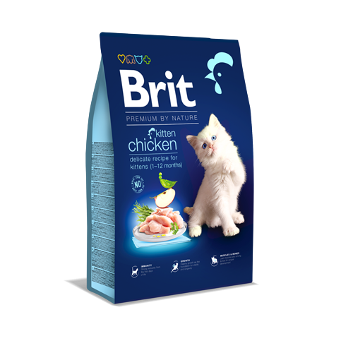 Brit Premium By Nature Yavru Kediler İçin, Tavuk Etli Kuru Mama 8 kg