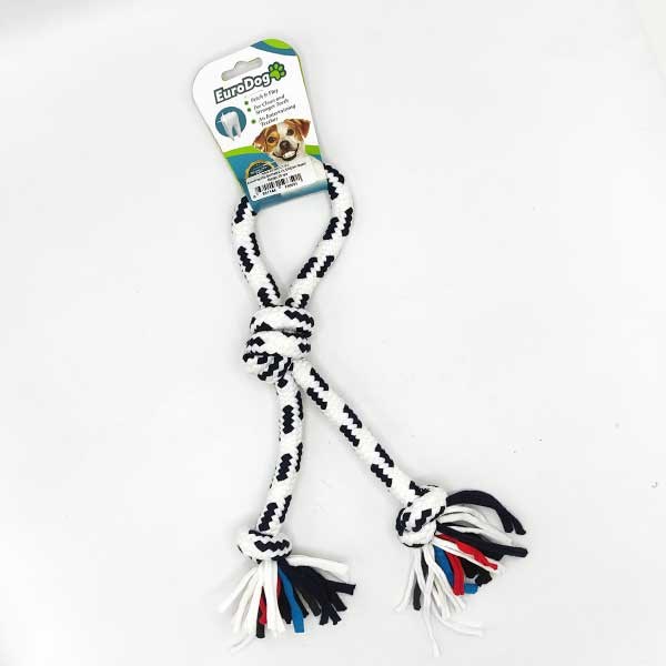 EuroDog Diş İpi Halka Üç Düğüm Siyah Beyaz 30 cm