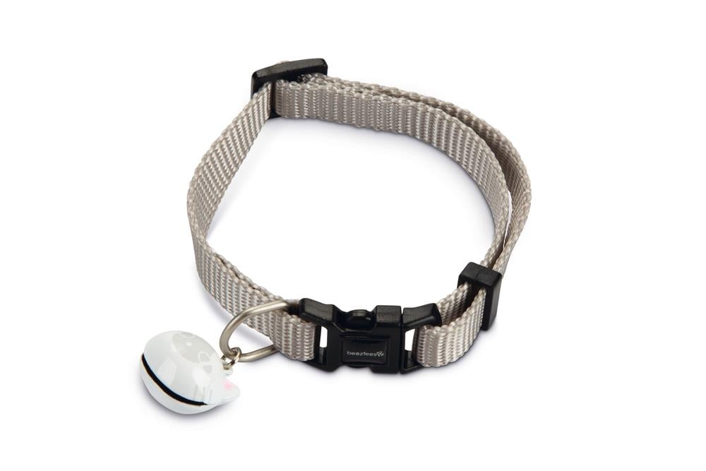 Beeztees Kedi Boyun Tasması, Zilli, Açık Gri, 20-30cm