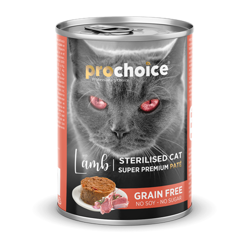 Prochoice Kısırlaştırılmış Kediler İçin, Tahılsız, Kuzu Etli Ezme Konserve 12x400 gr