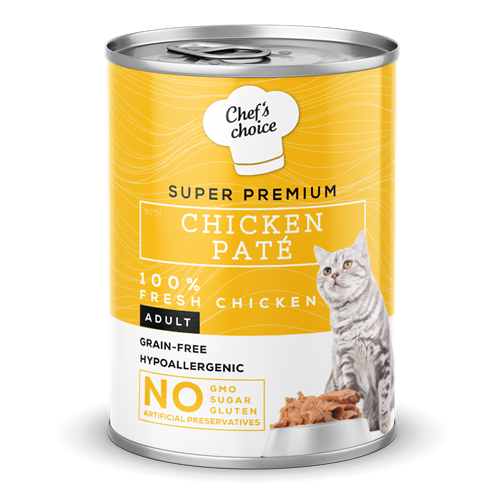 Chefs Choice Yetişkin Kediler İçin, Tahılsız, Hipoalerjenik, Tavuk Etli Ezme 12x400 gr