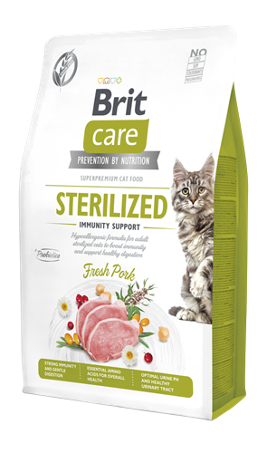 Brit Care Kısırlaştırılmış Kediler İçin, Tahılsız, Hipoalerjenik, Domuz Etli Kuru Mama 2 kg