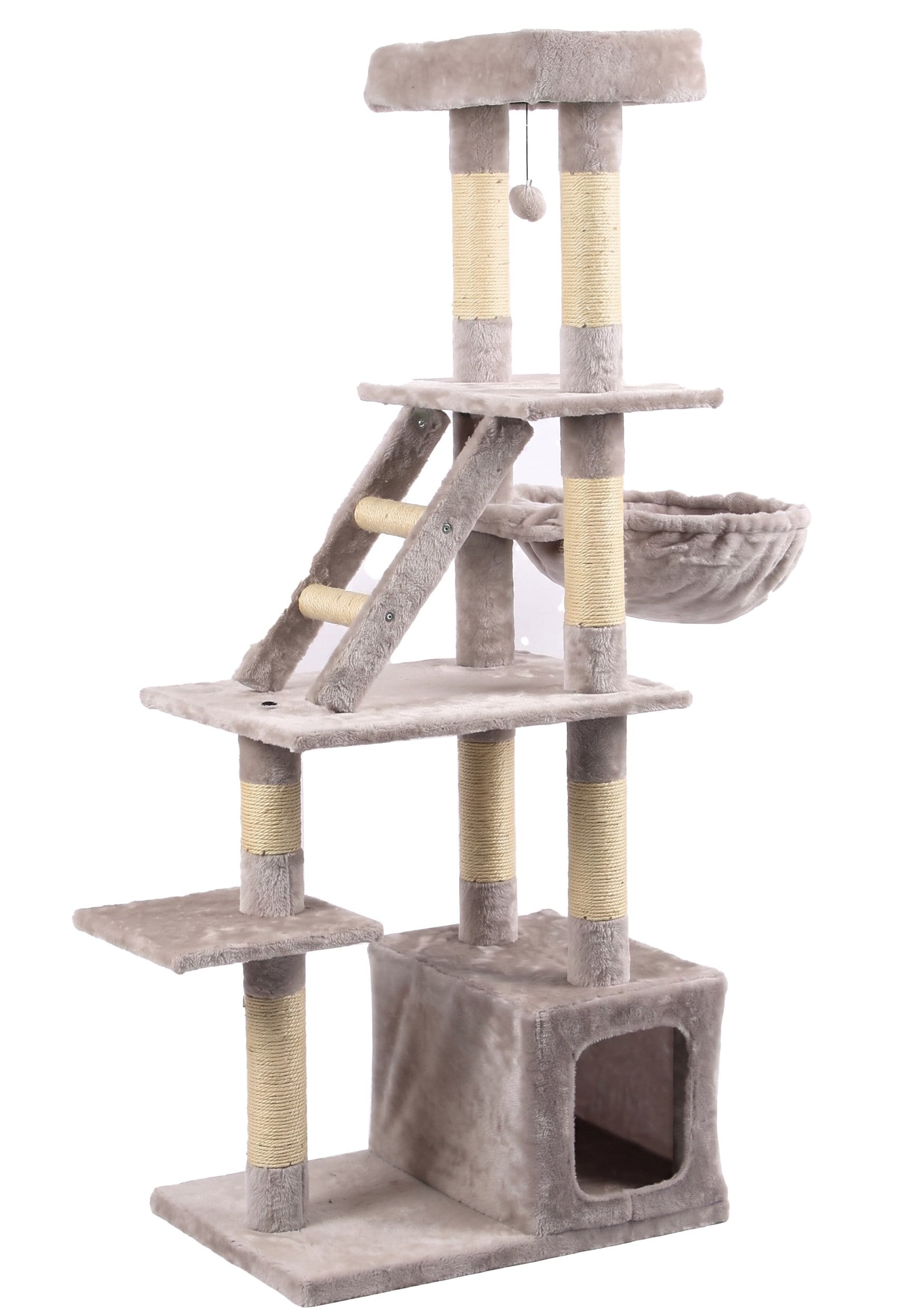 Tommy Çok Katlı Lüks Kedi 60x40x148 Evli Tırmalama Gri