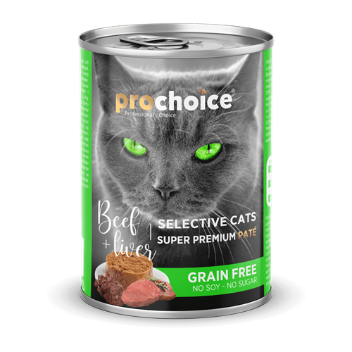 Prochoice Yetişkin Seçici Kediler İçin, Tahılsız, Sığır Etli Ve Ciğerli Ezme Konsreve 12x400 gr