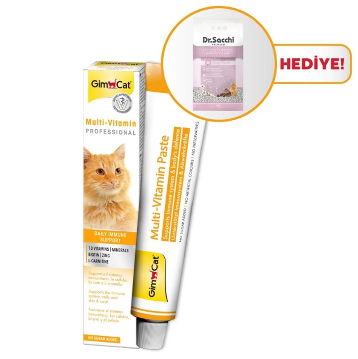Gimcat Multivitamin 100 Gr+ Dr.Sacchi Baby Powder Kedi Kumu Hediye
