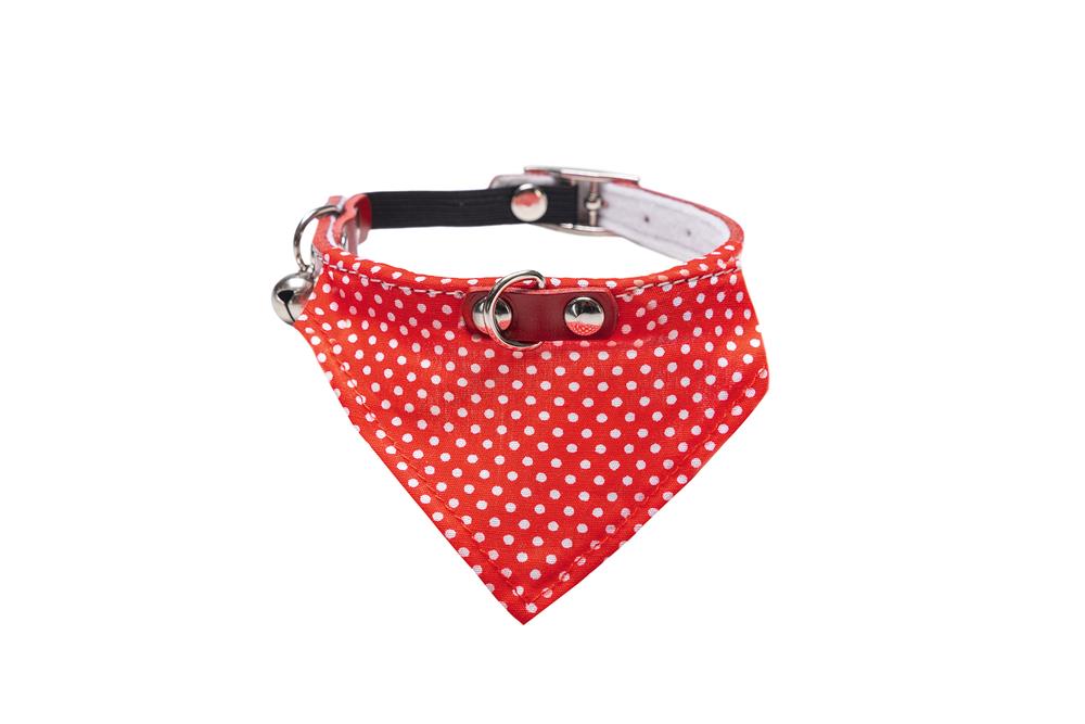 Beeztees Kedi Boyun Tasması, Bandanalı, Zilli, Kırmızı, 24-29cm