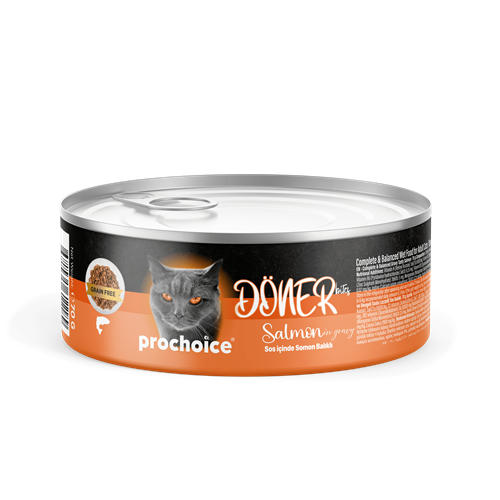 Prochoice Döner Salmon, Sos İçinde Somon Balıklı Tam & Dengeli Yetişkin Kedi Konservesi 12x70 gr