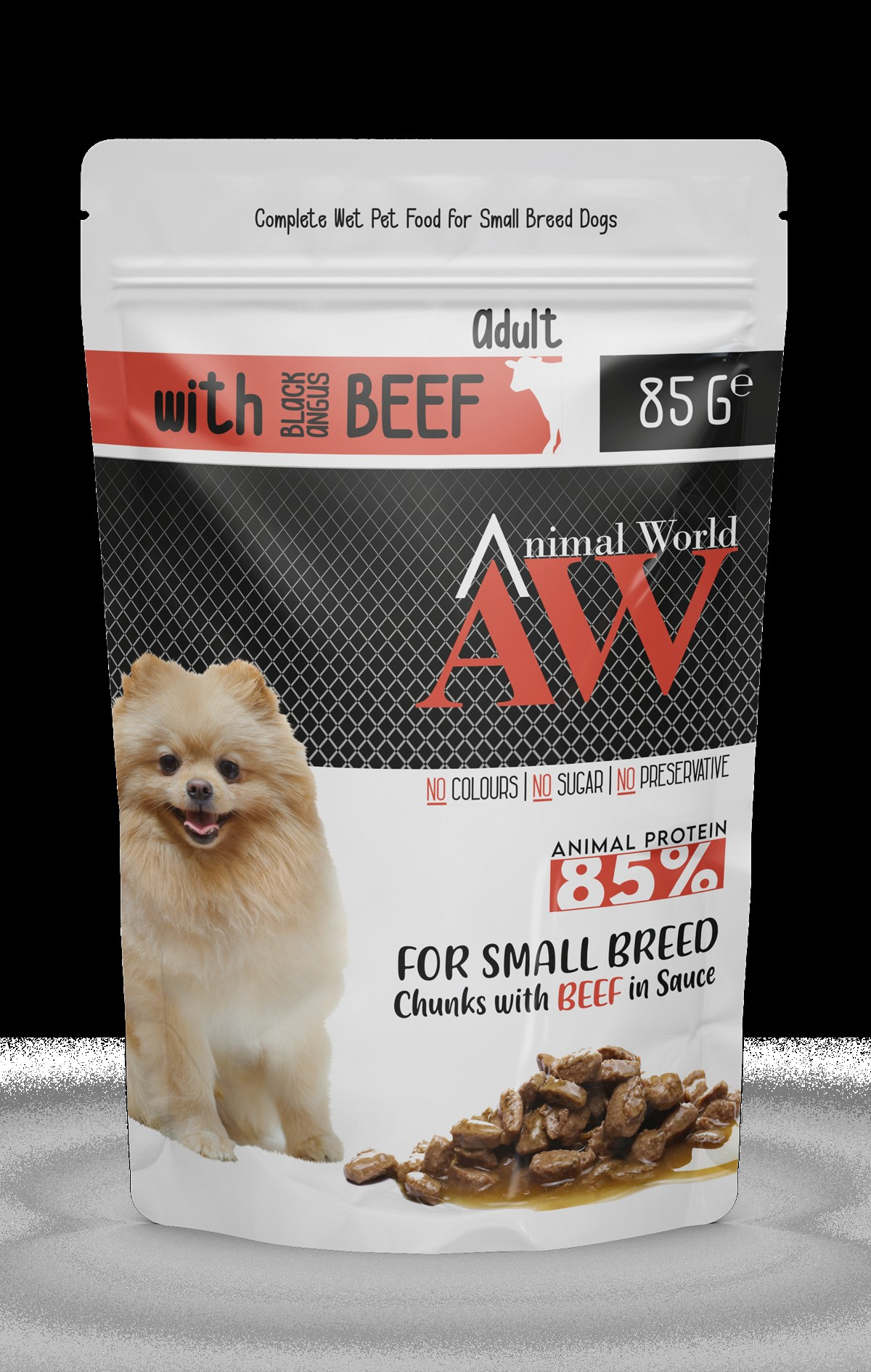 Animal World Küçük Irk Soslu Sığır Etli Köpek Konservesi 85 gr