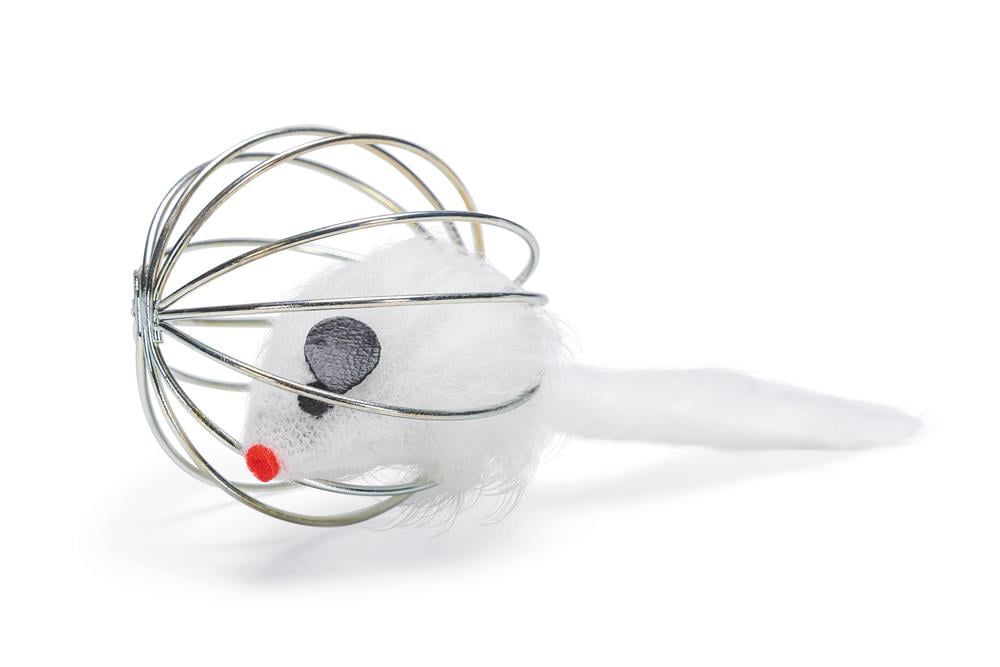 Beeztees Kedi Oyuncağı, Tel Top İçerisinde Pleuş Fare, Çeşitli Renklerde, 5,5cm