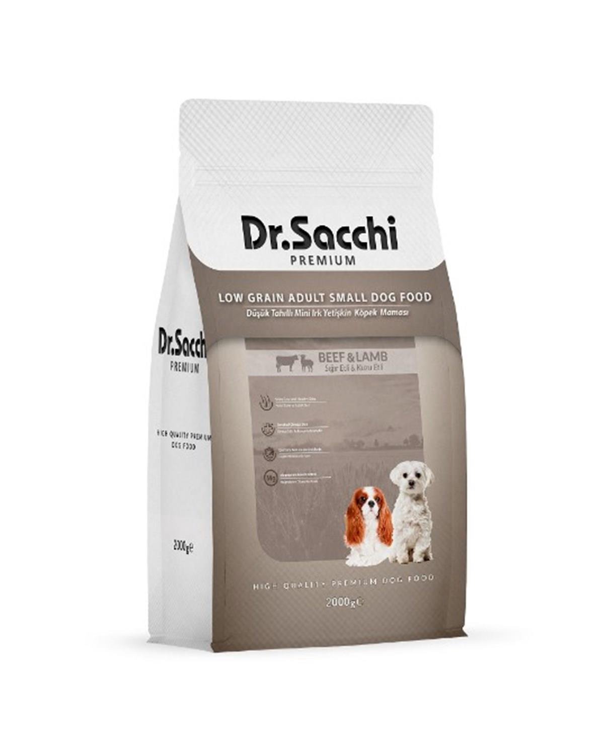 Dr.Sacchi Düşük Tahıllı Sığır&Kuzu Küçük Irk Yetişkin Köpek Maması 2 Kg