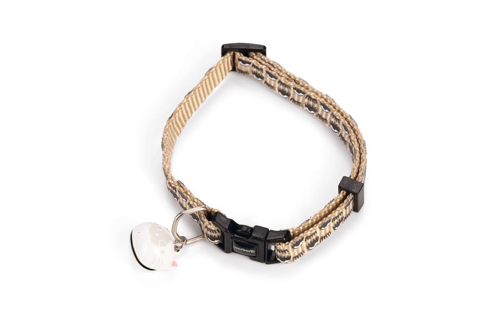 Beeztees Kedi Boyun Tasması, Zilli, Bej, 20-30cm