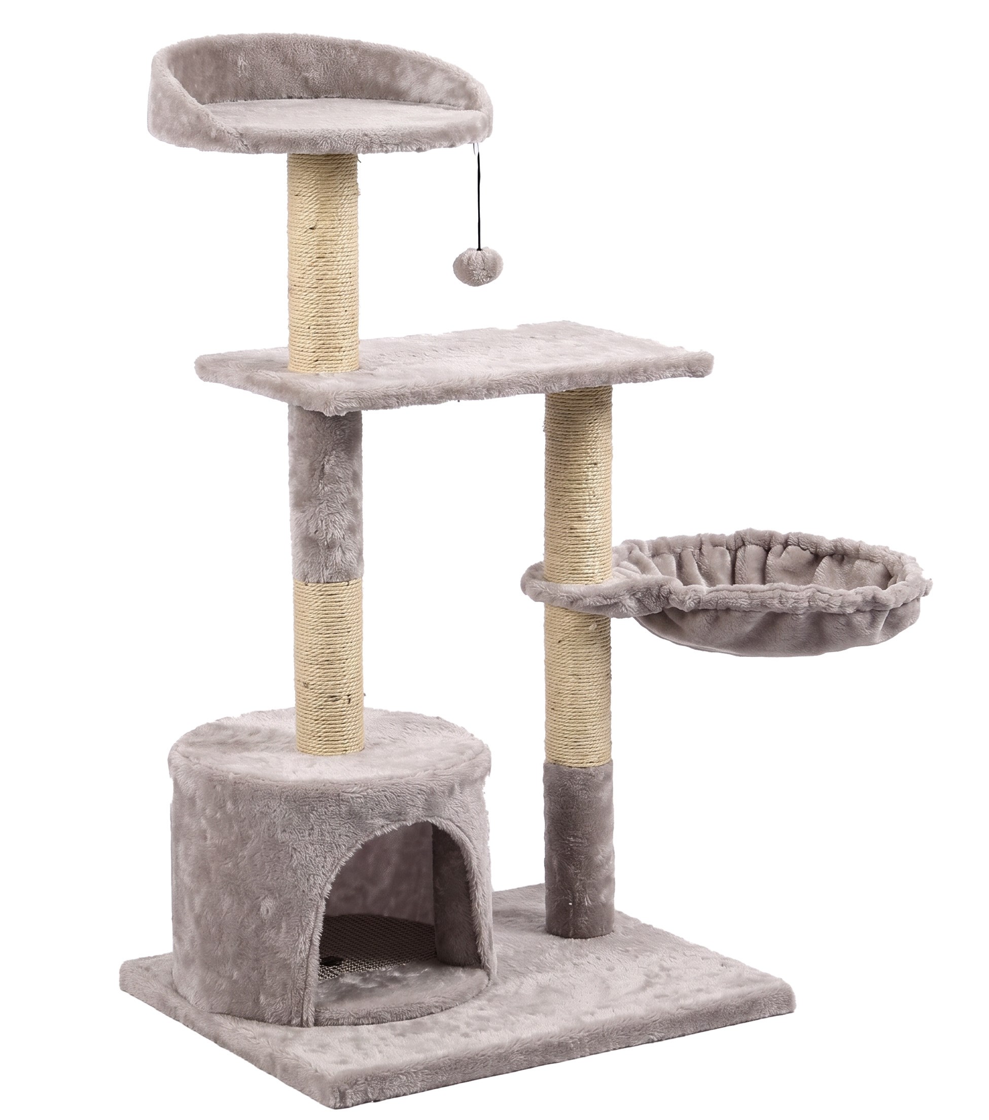 Tommy Çok Katlı Lüks Kedi 50x40x102 Evli Tırmalama Gri