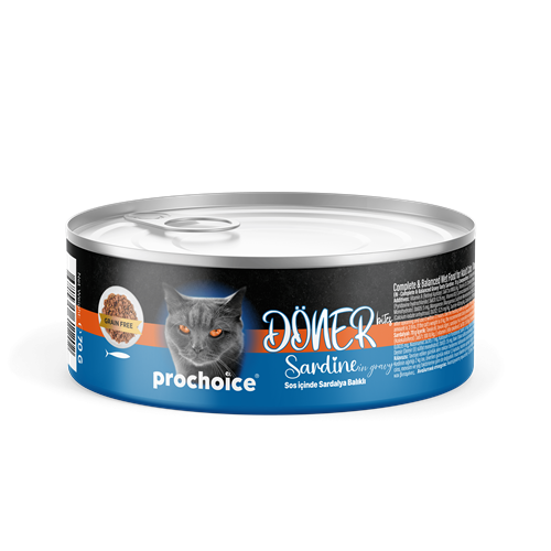 Prochoice Döner Sardine, Sos İçinde Sardalyalı Tam & Dengeli Yetişkin Kedi Konservesi 12x70 gr