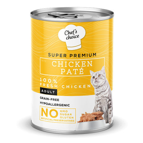 Chefs Choice Yetişkin Kediler İçin, Tahılsız, Hipoalerjenik, Tavuk Etli Ezme 12x400 gr