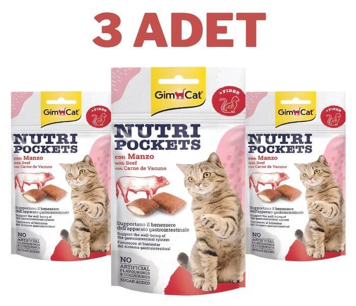Gimcat Nutripockets Kedi Ödülu Biftek Malt 3x60 Gr