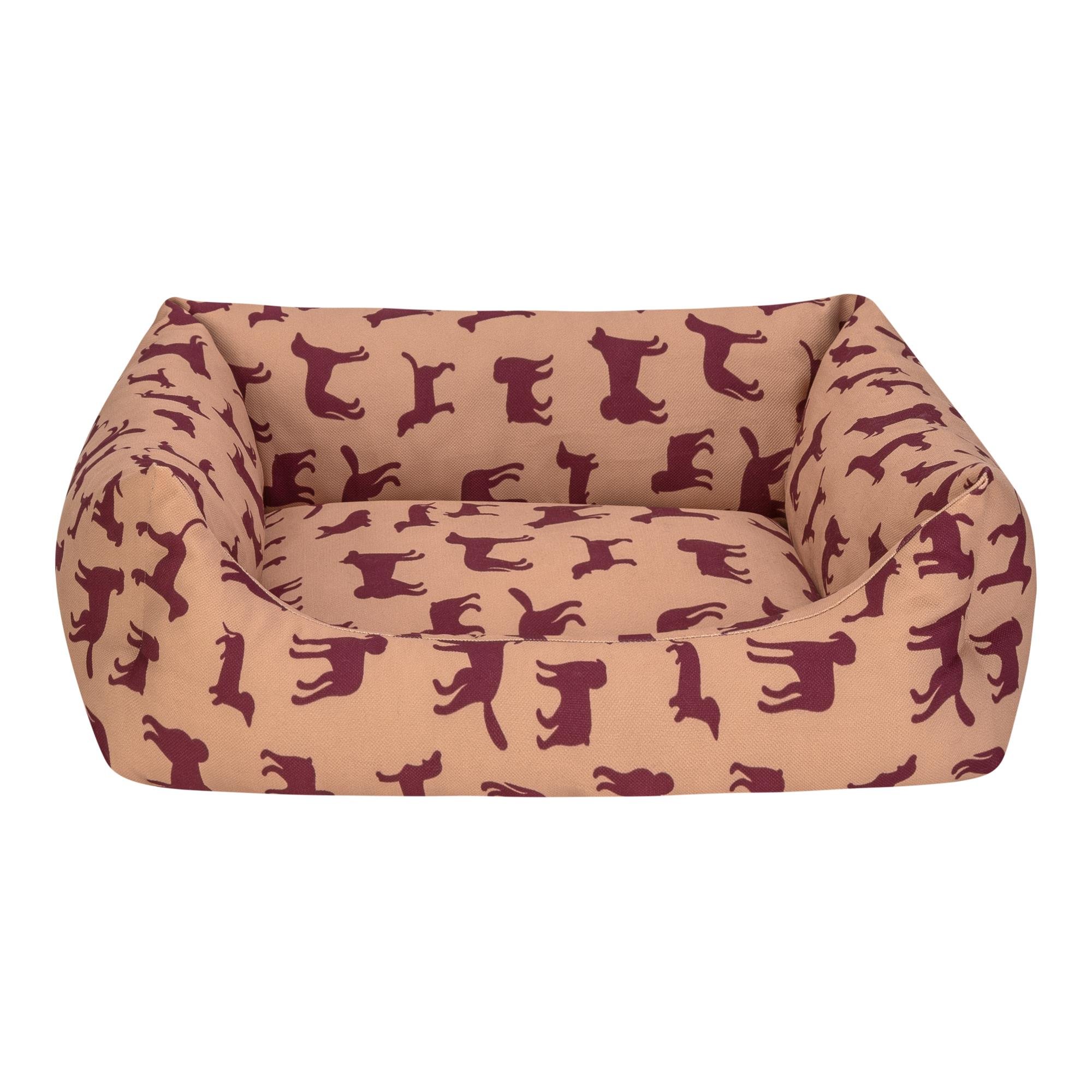 Pet Comfort Uniform Bej-Bordo Kedi ve Köpek Yatağı M 60x50cm
