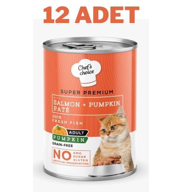 Chefs Choice Salmon Pumpkin Somonlu Balkabaklı Pate Kedi Konservesi 12x400 Gr